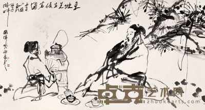 吴山明 1996年作 东坡先生候茗图 镜心 96×180cm